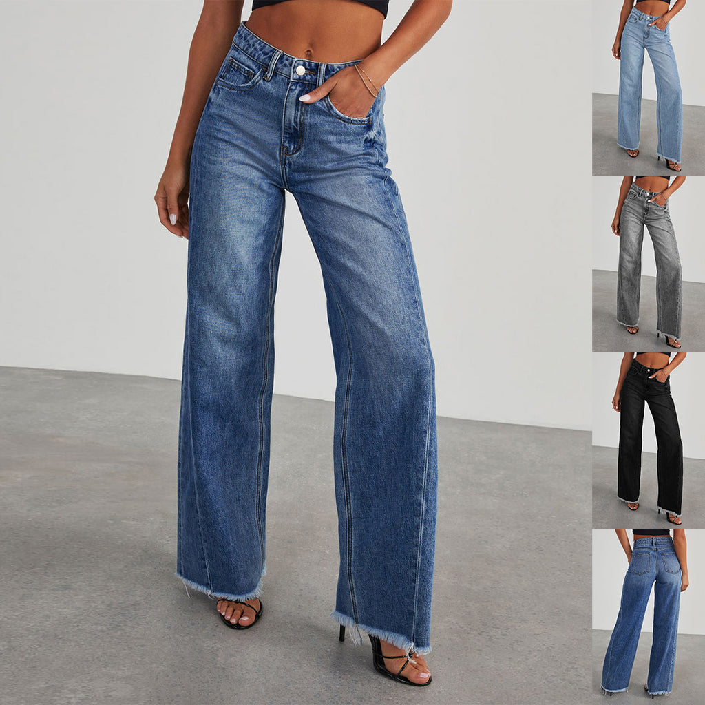 High-Waist Wide-Leg Pocket Jeans