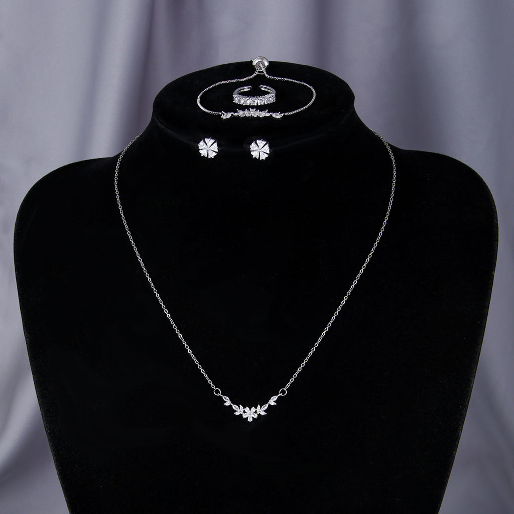 Silver Flower Zircon Jewelry Set product image