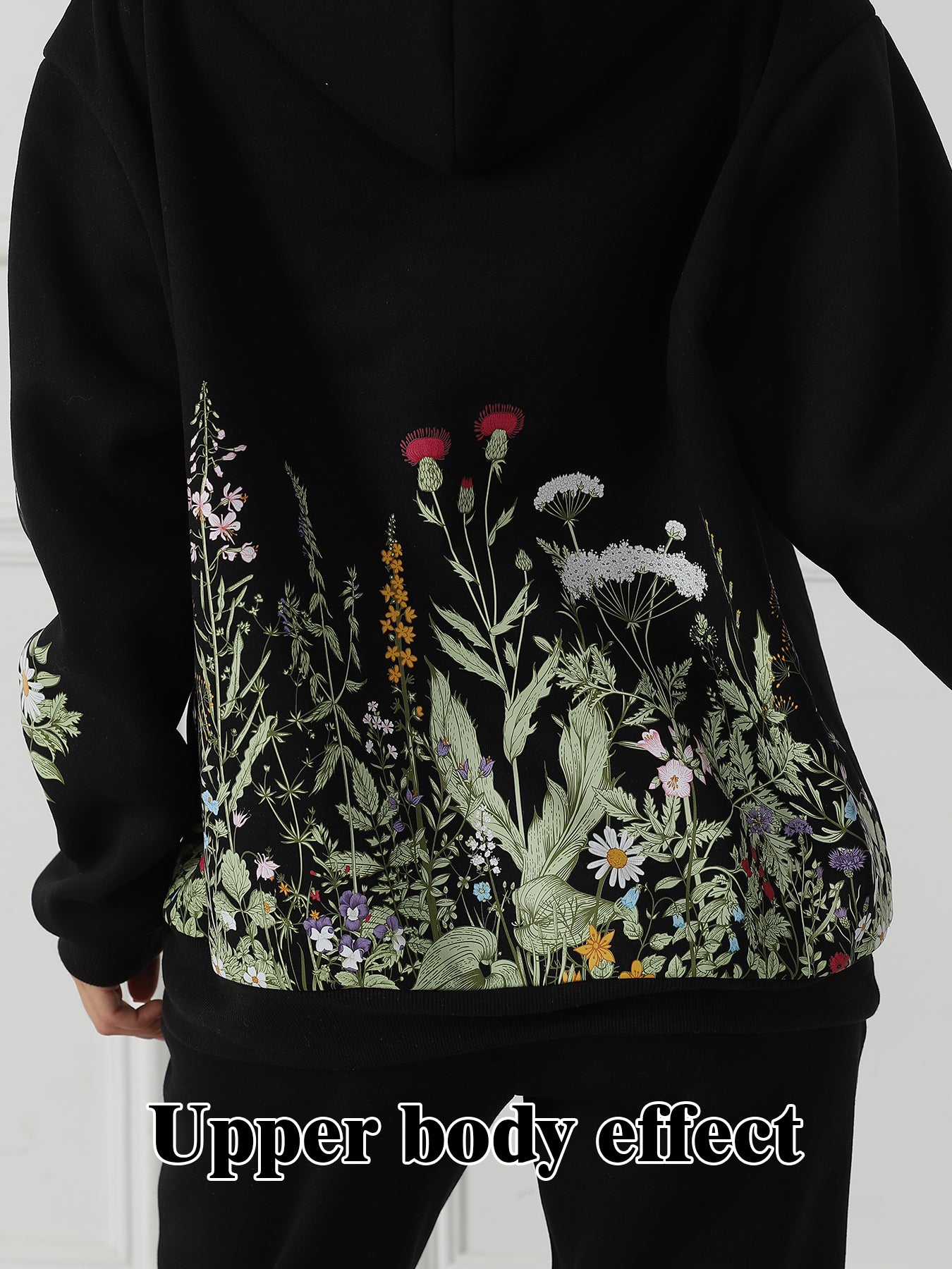 Women's Solid Color Floral Long Sleeved Sweatshirt