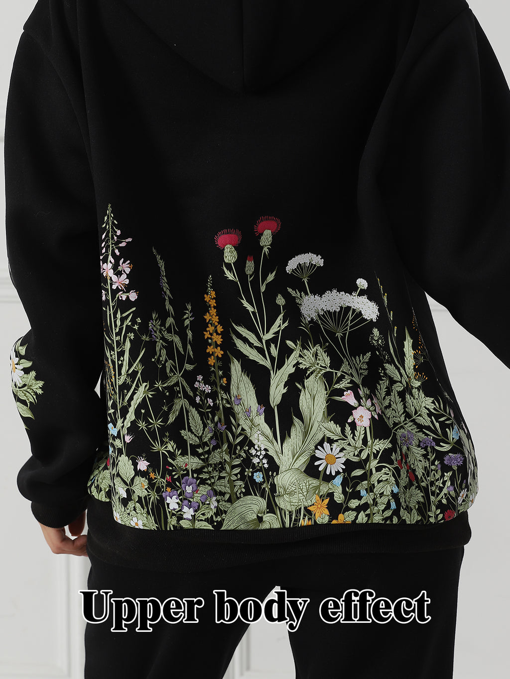 Women's Solid Color Floral Long Sleeved Sweatshirt