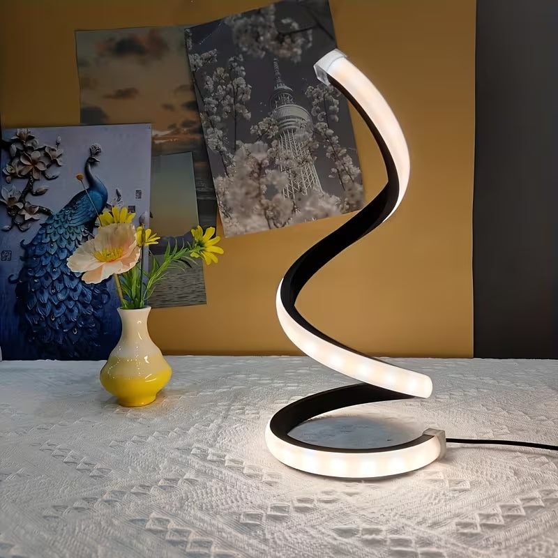 2Pcs Creative Spiral Three-Color Adjustable LED Desk Lamp, Three-Color Dimming, Soft Lighting, Eye-Friendly And Comfortable, Suitable For Bedroom, Liv