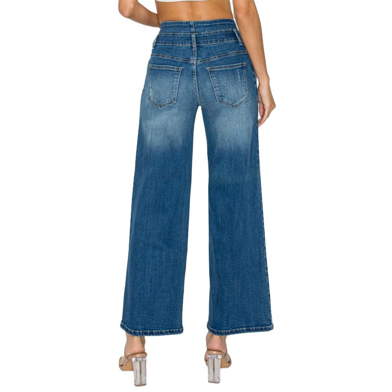 Elastic-Waist Wide-Leg Jeans