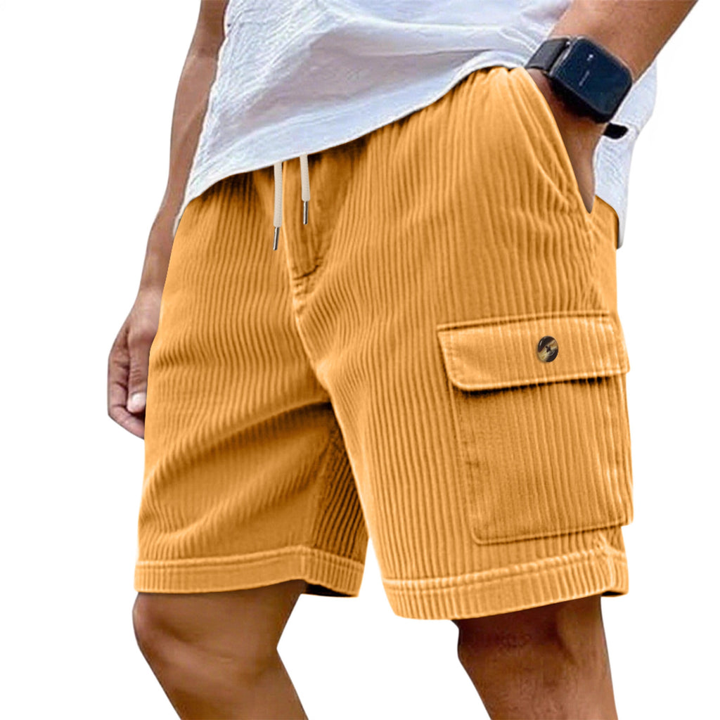 Mens Corduroy Multi-Pocket Shorts For Sports