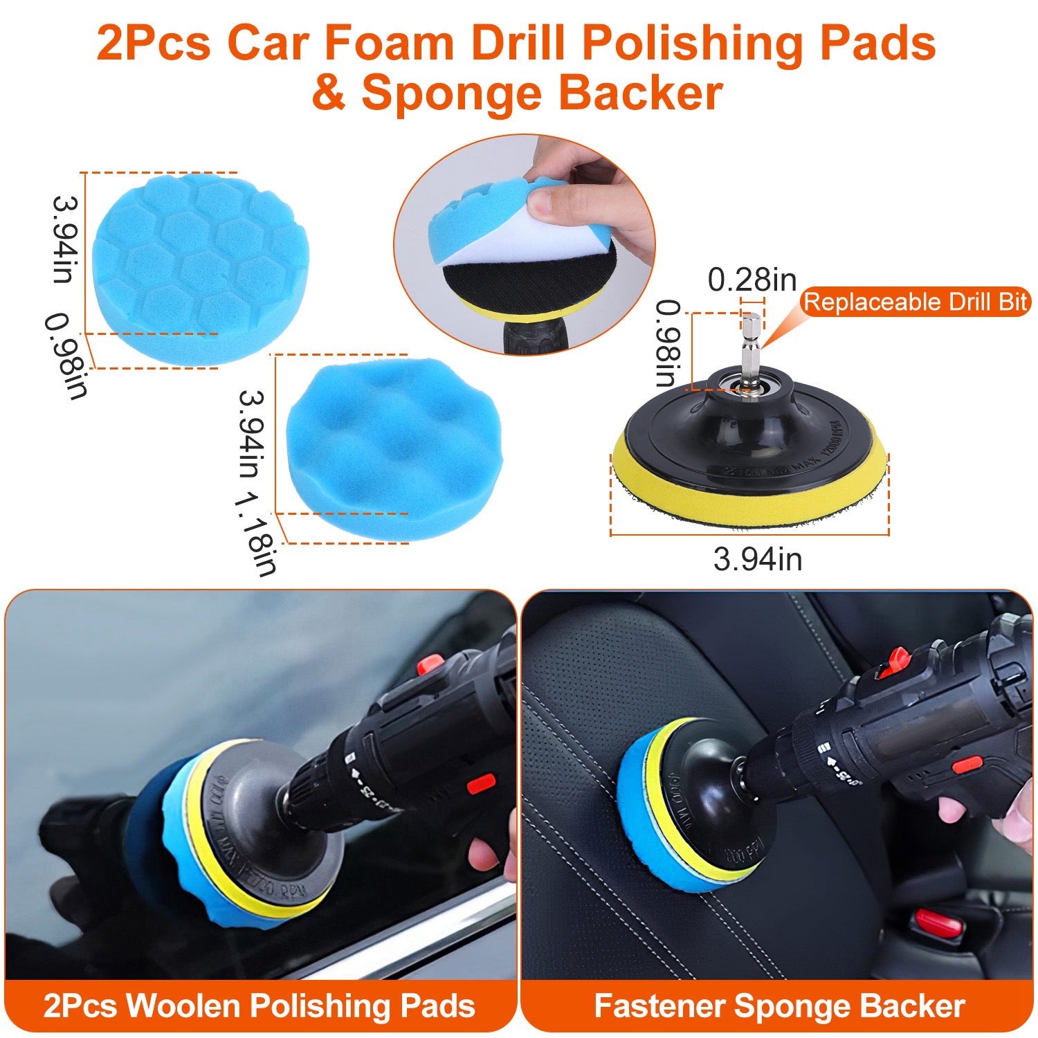 26Pcs Car Detailing Brush Kit Exterior Interior Car Cleaning Set Drill Brush Set Car Buffing Sponge Pads Kit For Cleaning Automobile Interior Exterior