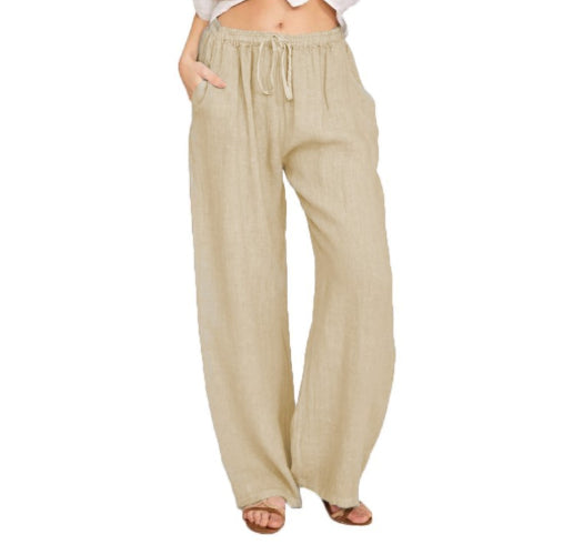 Cotton-Linen Wide-Leg Yoga Pants