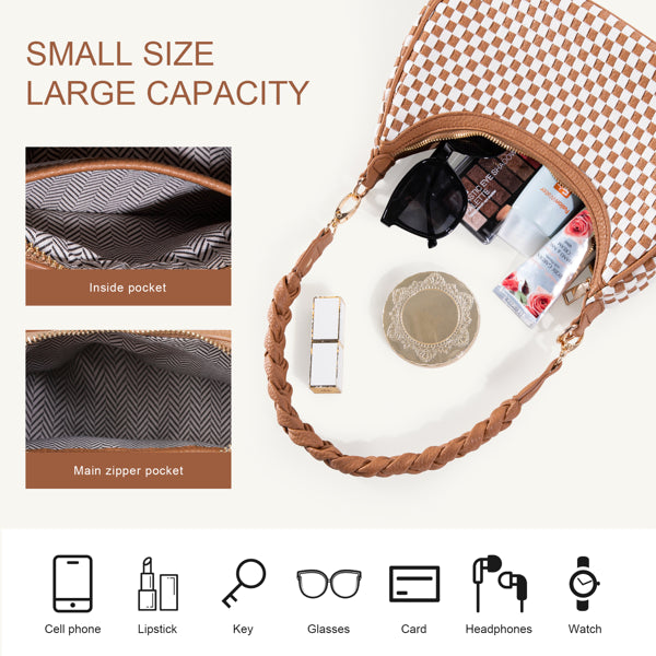 Woven Vegan Leather Hobo Tote product image