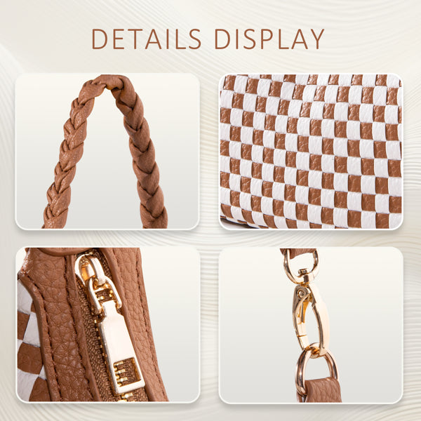 Woven Vegan Leather Hobo Tote product image