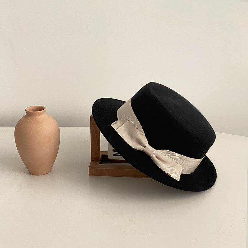 Bow-Accent Flat-Brim Cap