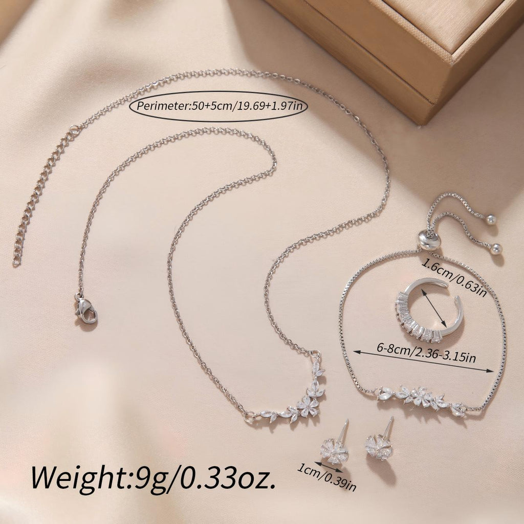Silver Flower Zircon Jewelry Set product image