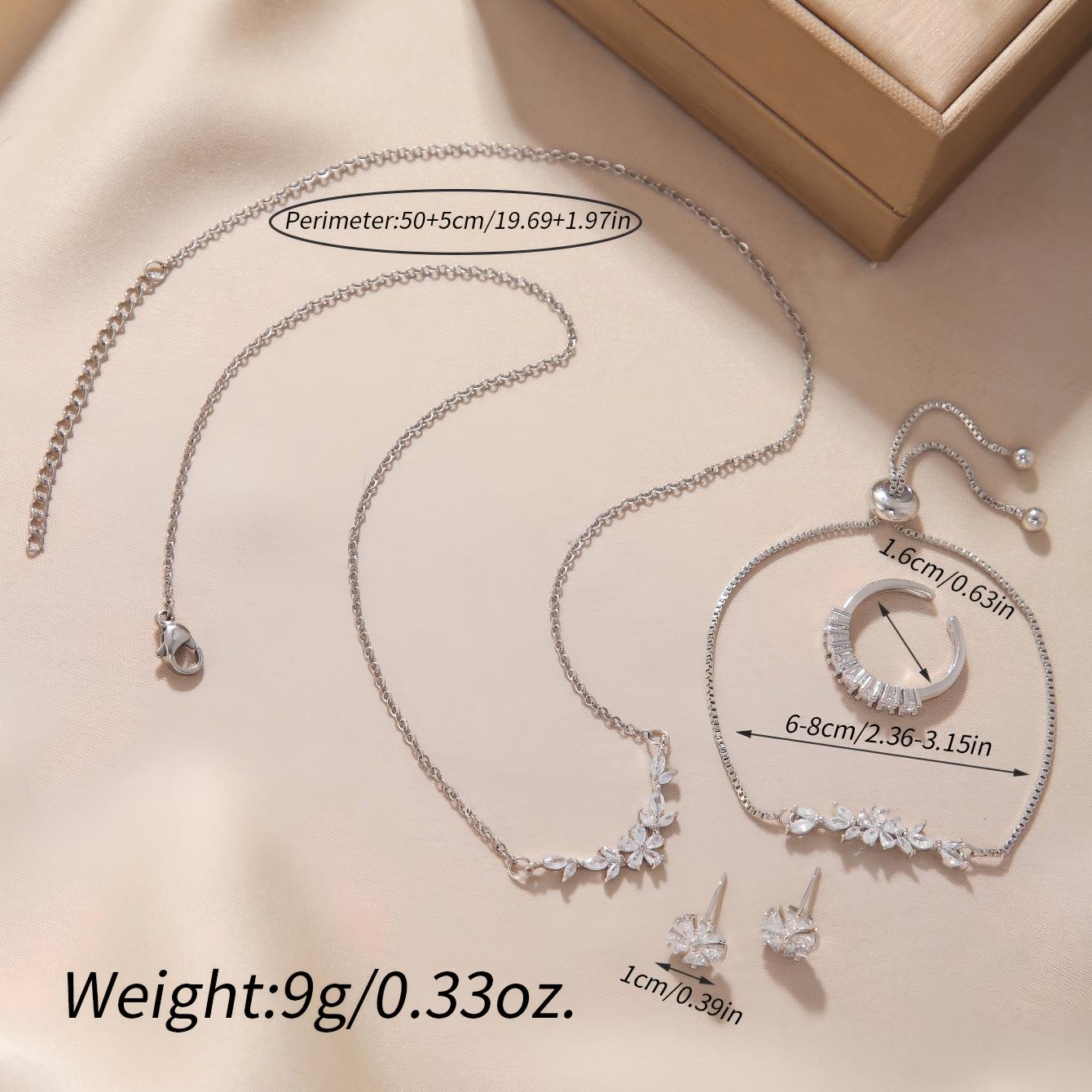 Silver Flower Zircon Jewelry Set product image