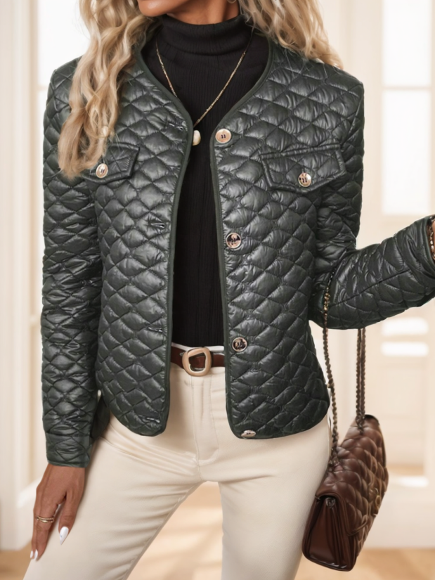 Clasi Elegant Diamond-Quilted Plus Size Women's Winter Short Padded Coat