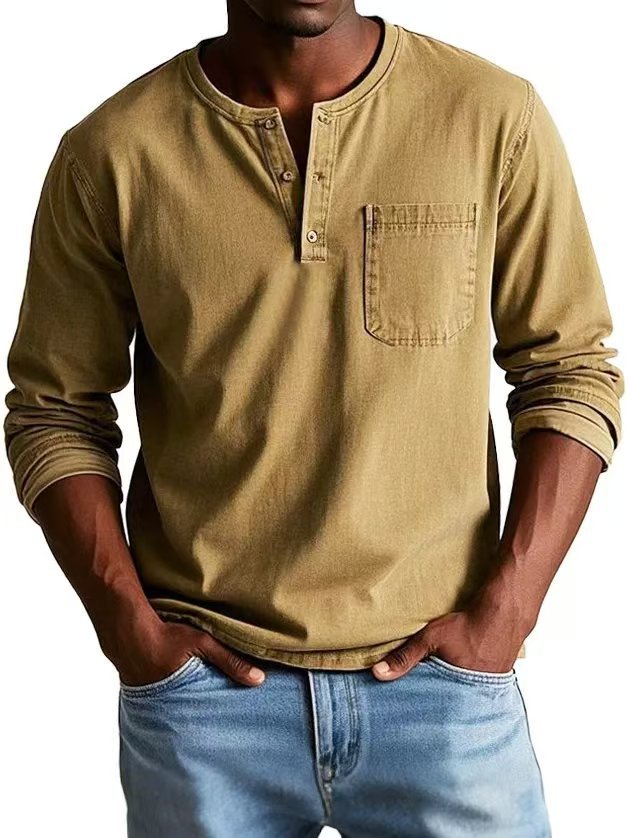 Button V-Neck Long-Sleeve Tee product image