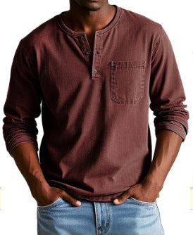 Button V-Neck Long-Sleeve Tee product image