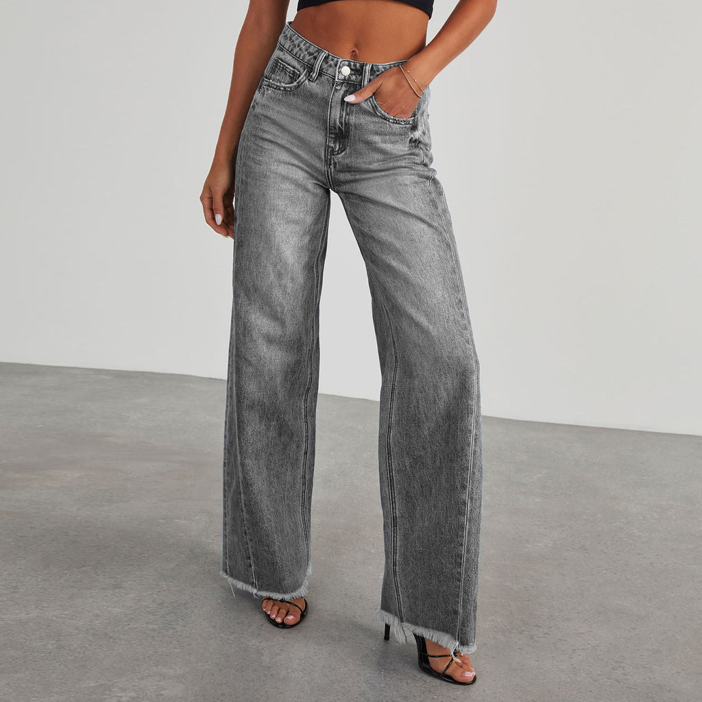 High-Waist Wide-Leg Pocket Jeans
