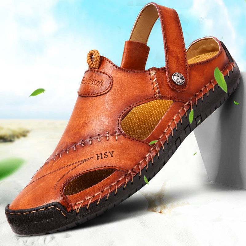 Men's Closed Toe Sandals Summer Adjustable Slides Slippers Fashion Beach Shoes
