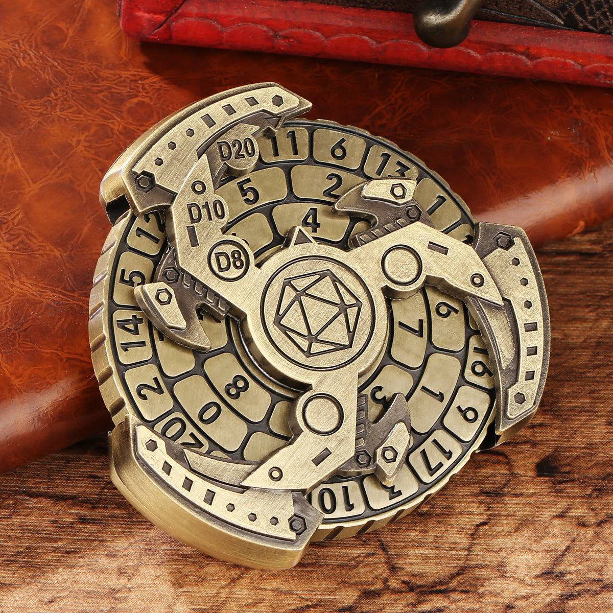 Wind And Fire Wheel DND Dice Wheel Gift Box Set, Fingertip Gyro Retro Compass Table Role Playing Game Dice, Parent Child Game, Toy Accessories Gift, M