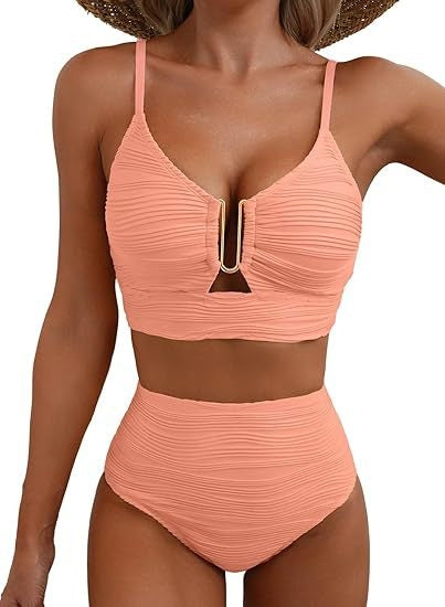 Bikini V-neck Hollow Swimsuit High Waist Women