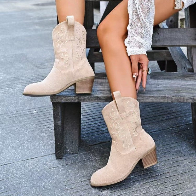 Embroidered Western Mid-Calf Boots product image