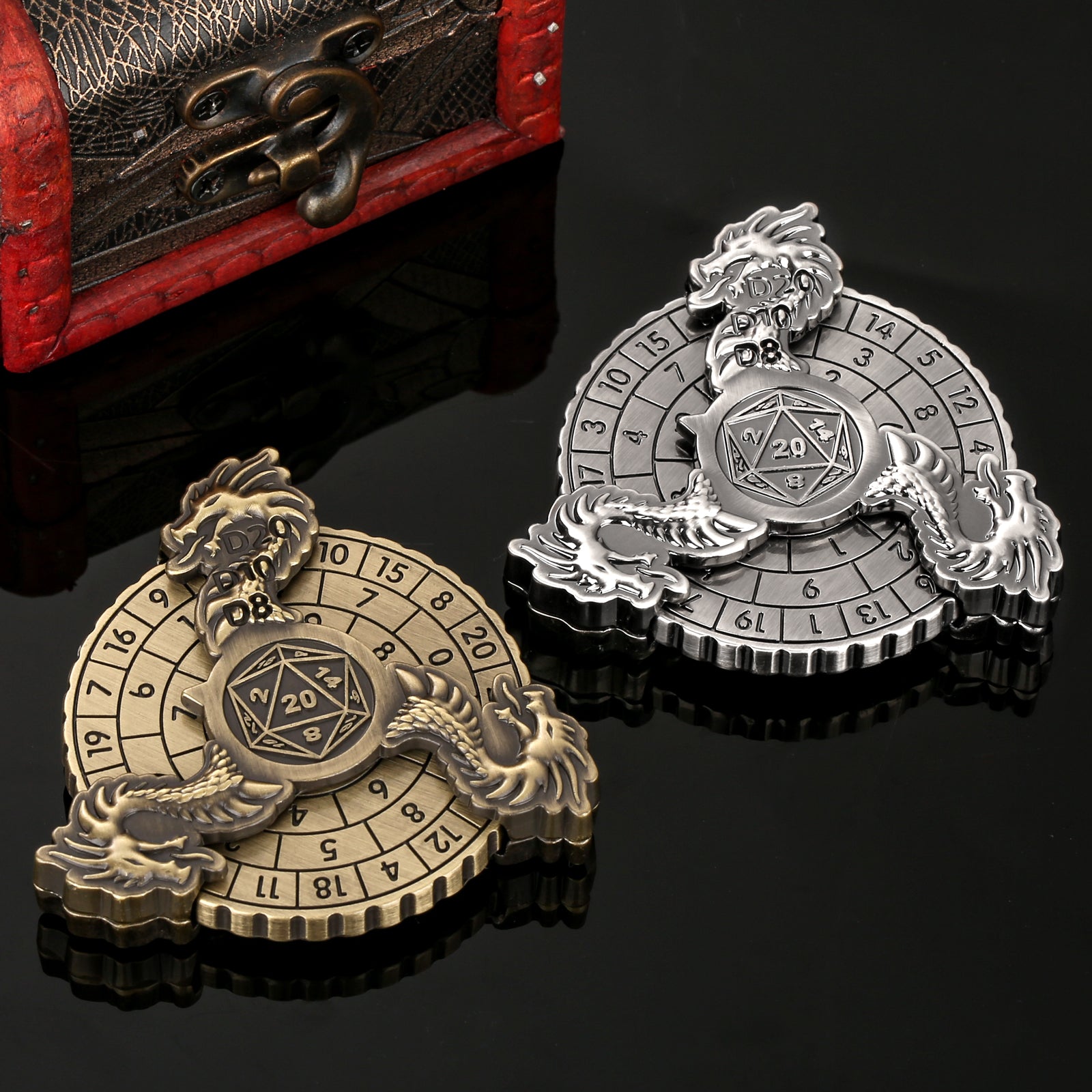 Retro Fantasy Style Turntable Dice Gift Box Set, Essential Creative Accessories For Board Games, Multi-faceted RPG Dice And Circular Scale Design - Ad