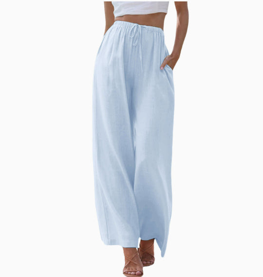 Cotton-Linen Wide-Leg Yoga Pants