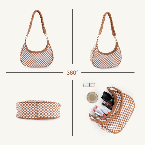 Woven Vegan Leather Hobo Tote product image