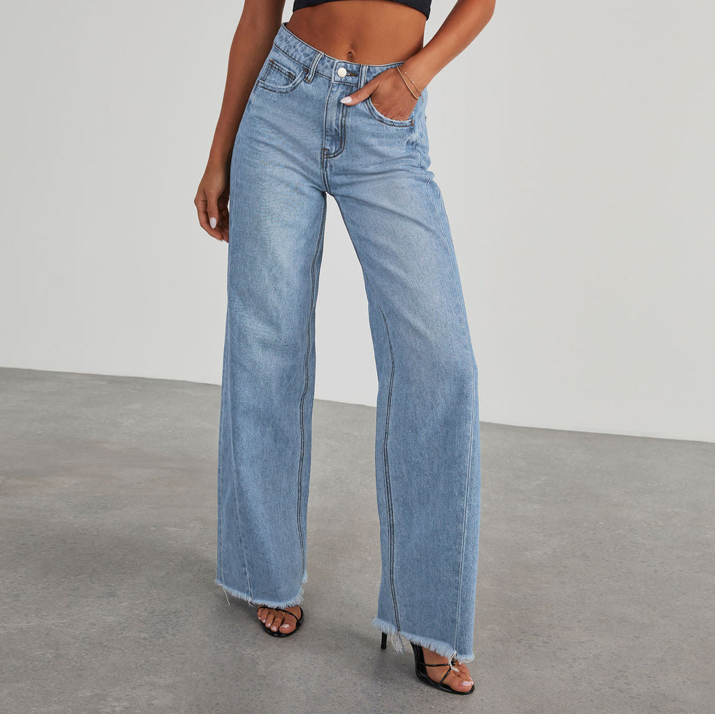 High-Waist Wide-Leg Pocket Jeans