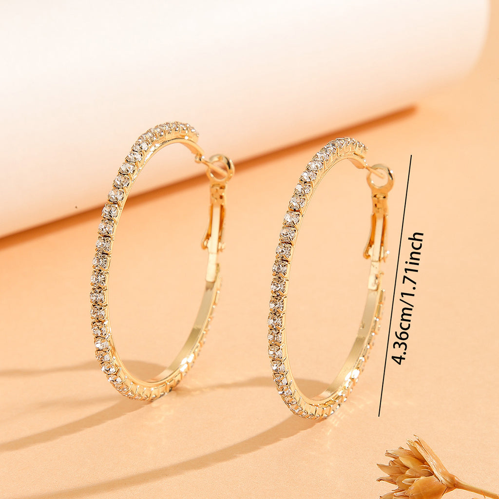 1 Pair European And American Zircon Inlaid Princess Style Large Earrings For Women, Worn At Daily Parties, Wedding Jewelry, Birthday Gifts