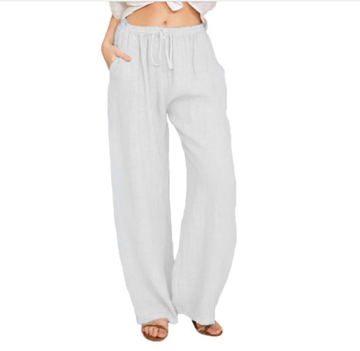 Cotton-Linen Wide-Leg Yoga Pants