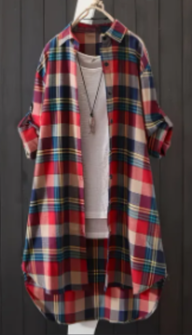 Stylish Plaid Print Womens Shirt - Classic Polo Collar With Button Closure - Long Sleeve Casual Wear For Spring & Fall - A Wardrobe Staple For Trendy