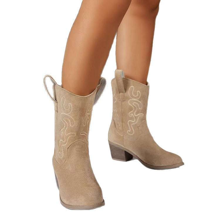 Embroidered Western Mid-Calf Boots product image
