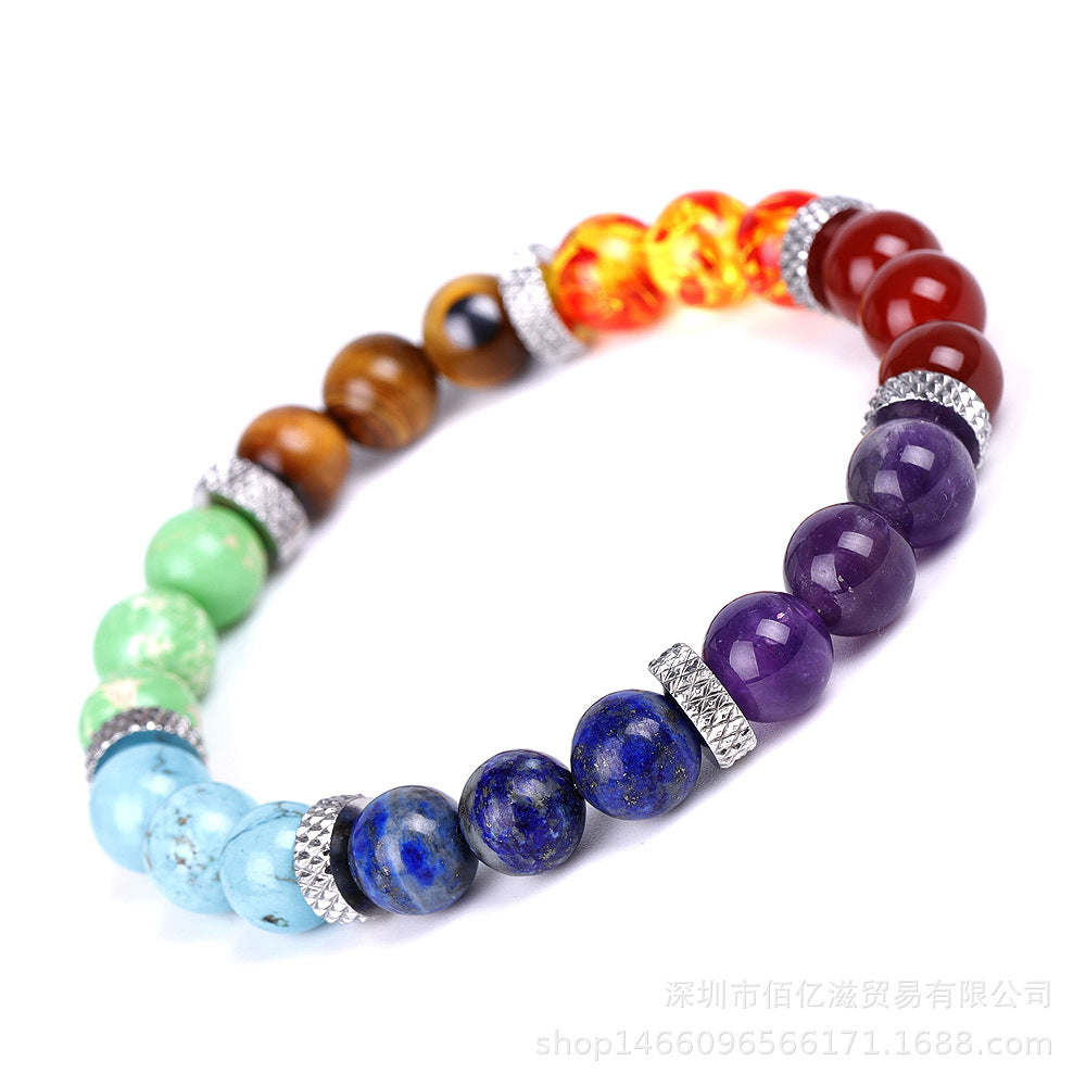 Natural Stone Colorful Chakra Energy Yoga Bracelet