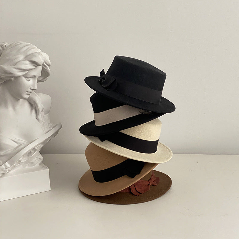 Bow-Accent Flat-Brim Cap