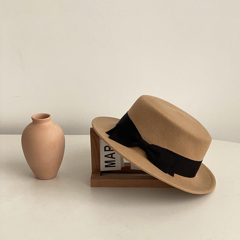 Bow-Accent Flat-Brim Cap