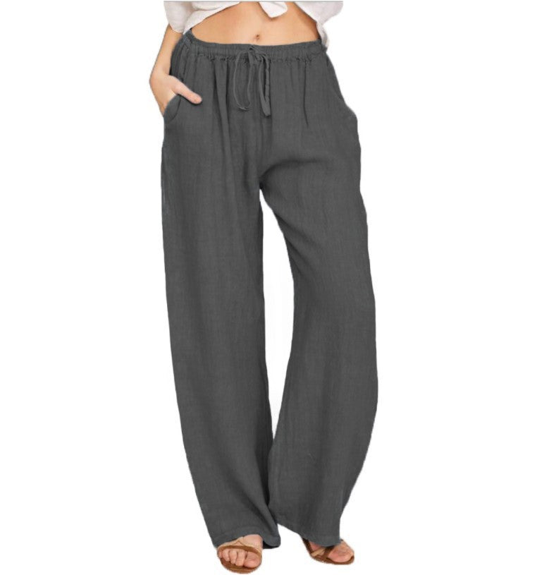 Cotton-Linen Wide-Leg Yoga Pants