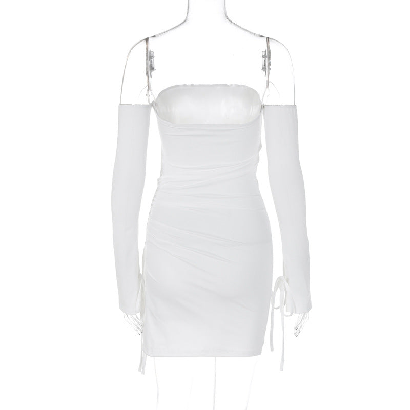 Women's Shoulder-baring Wrapped Chest Split Hip Skirt