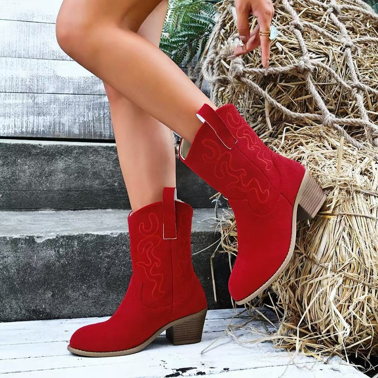 Embroidered Western Mid-Calf Boots product image