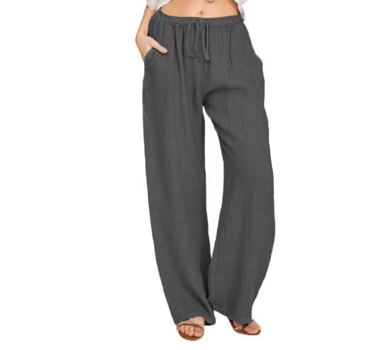 Cotton-Linen Wide-Leg Yoga Pants