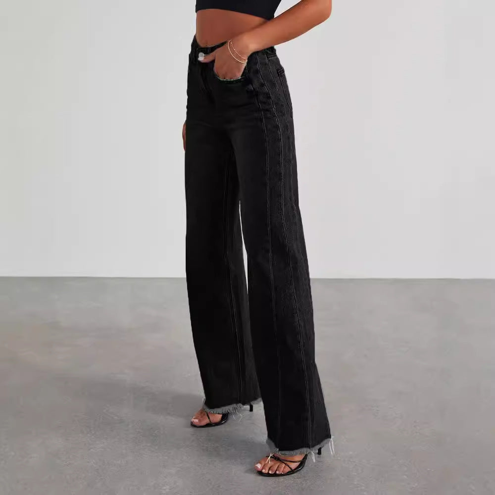 High-Waist Wide-Leg Pocket Jeans