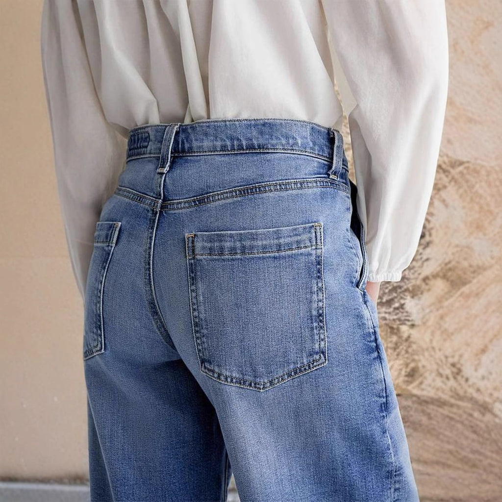 Embroidered Elastic-Waist Straight Pants