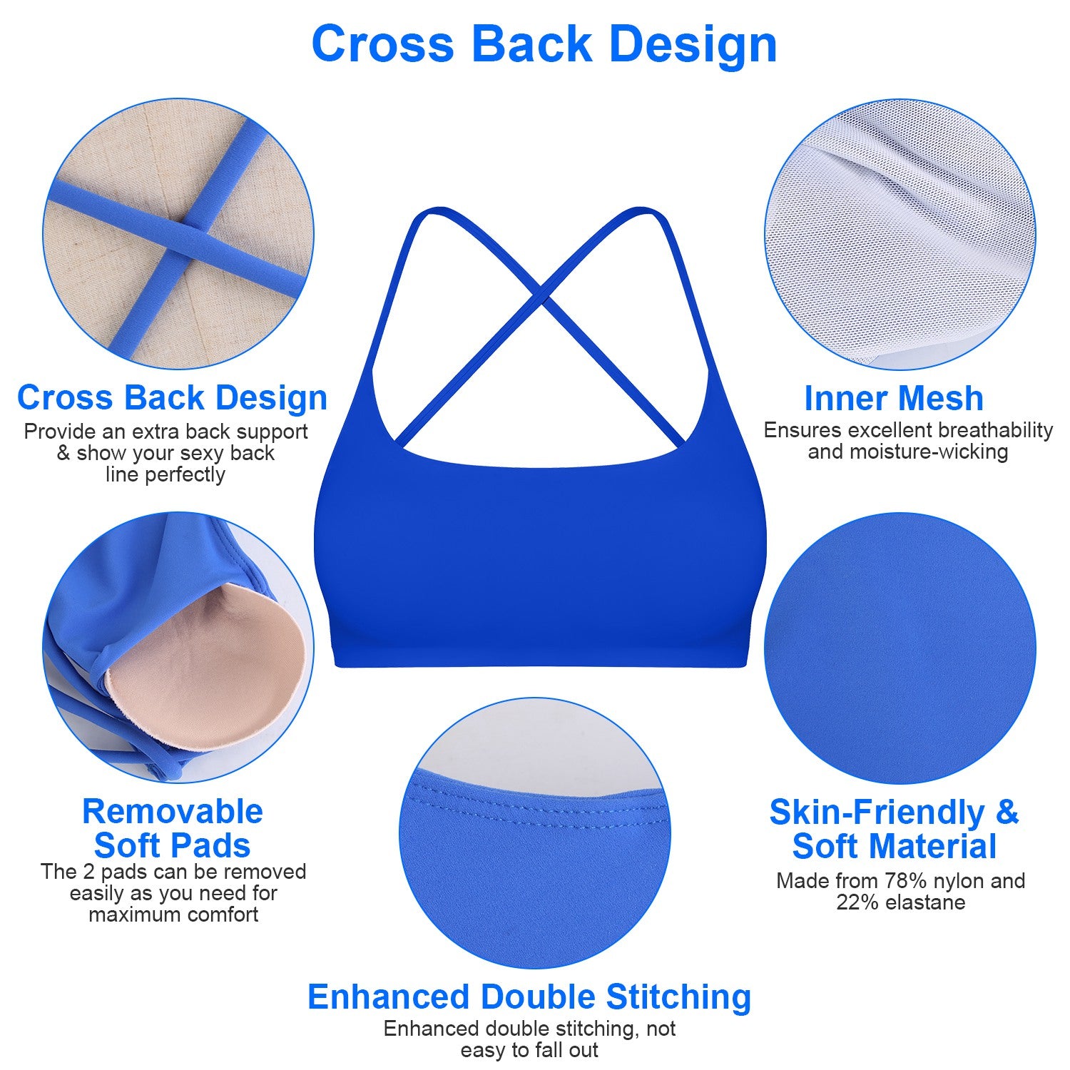 Cross-Back Padded Sports Bra
