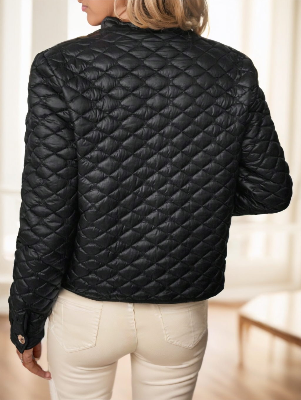 Clasi Elegant Diamond-Quilted Plus Size Women's Winter Short Padded Coat