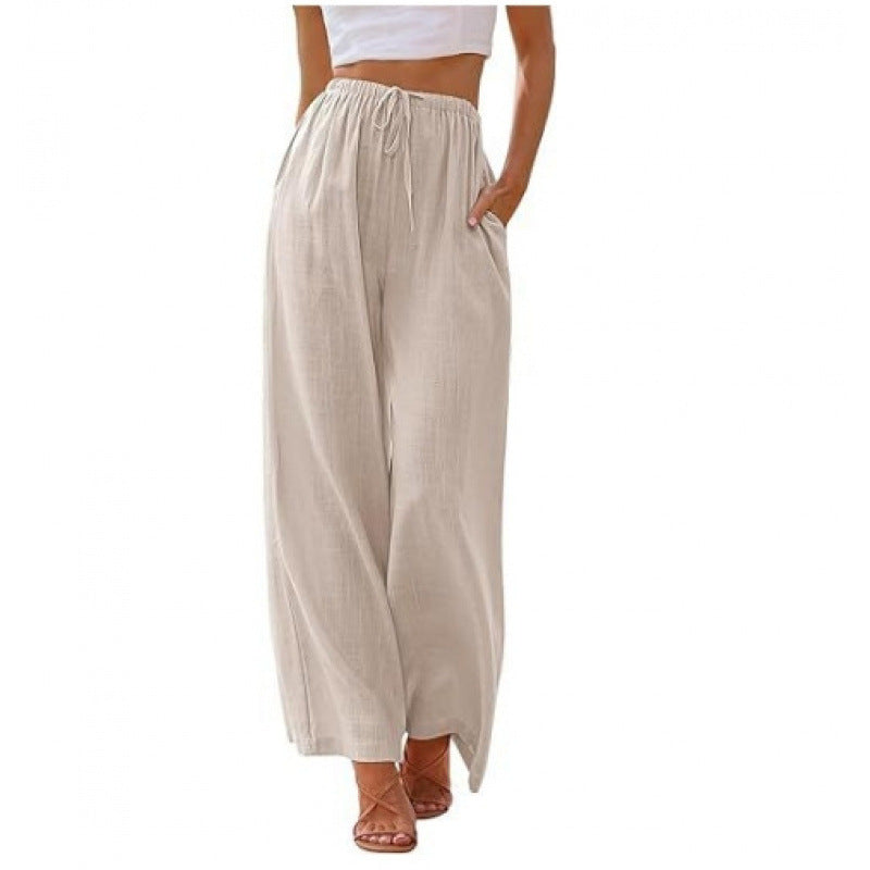 Cotton-Linen Wide-Leg Yoga Pants