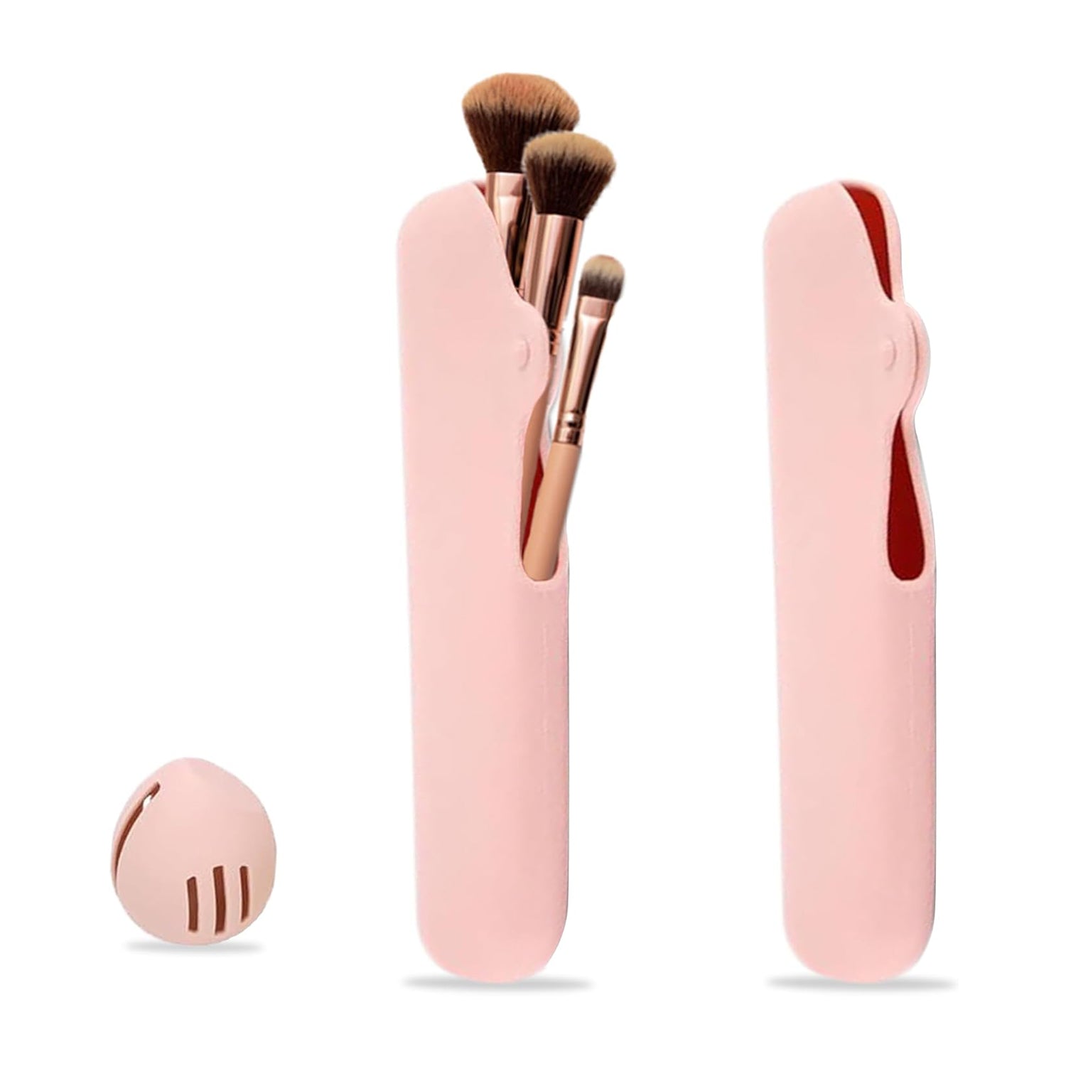 Travel Makeup Brush Holder, Beauty Blender Holder ,Silicone Make Up Brush Organizer Case With Makeup Sponge Holde,Soft & Sleek Cosmetic Pouch For Make