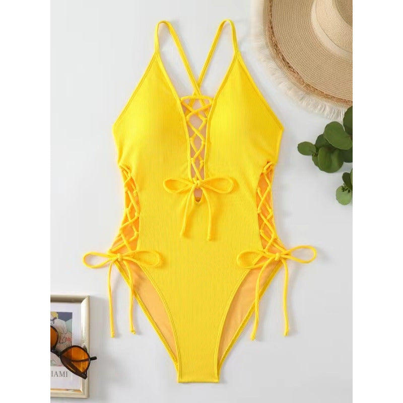 European And American Sexy Backless Siamese Bikini Swimsuit