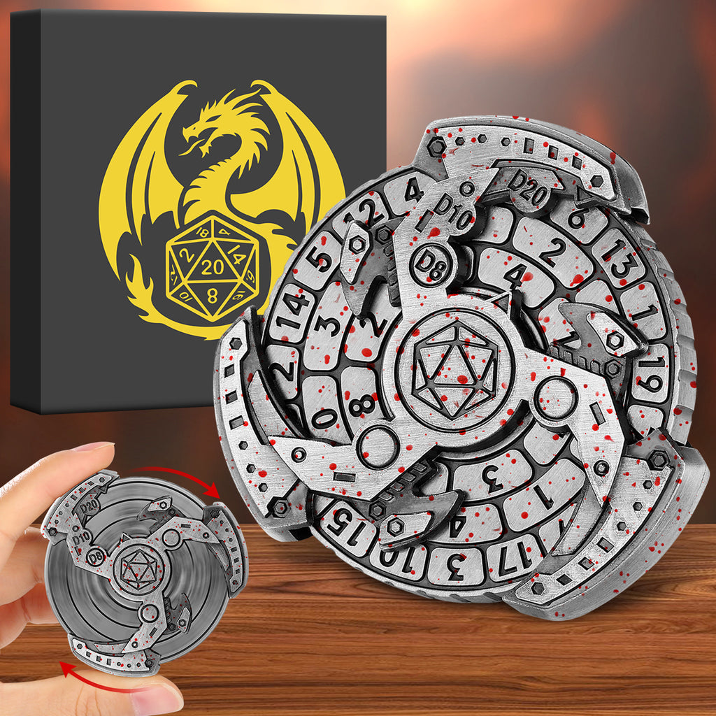 Wind And Fire Wheel DND Dice Wheel Gift Box Set, Fingertip Gyro Retro Compass Table Role Playing Game Dice, Parent Child Game, Toy Accessories Gift, M