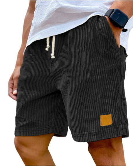 Vintage Embroidered Corduroy Fashion Lace-up Casual Shorts