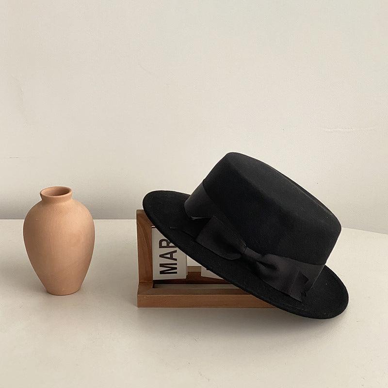 Bow-Accent Flat-Brim Cap