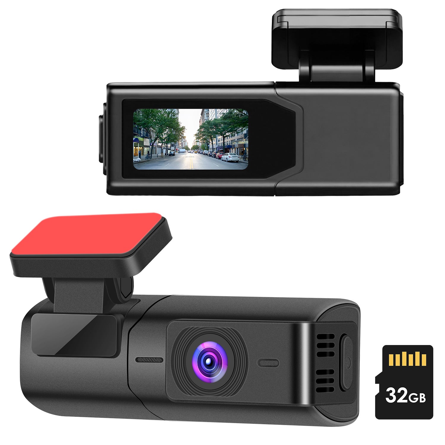 1Pc 2K HD Front Dash Cam For Car With IPS Screen Night Vision Loop Recording Included 32G Storage Card 140 Degree Wide Angle WiFi App Control Front Da