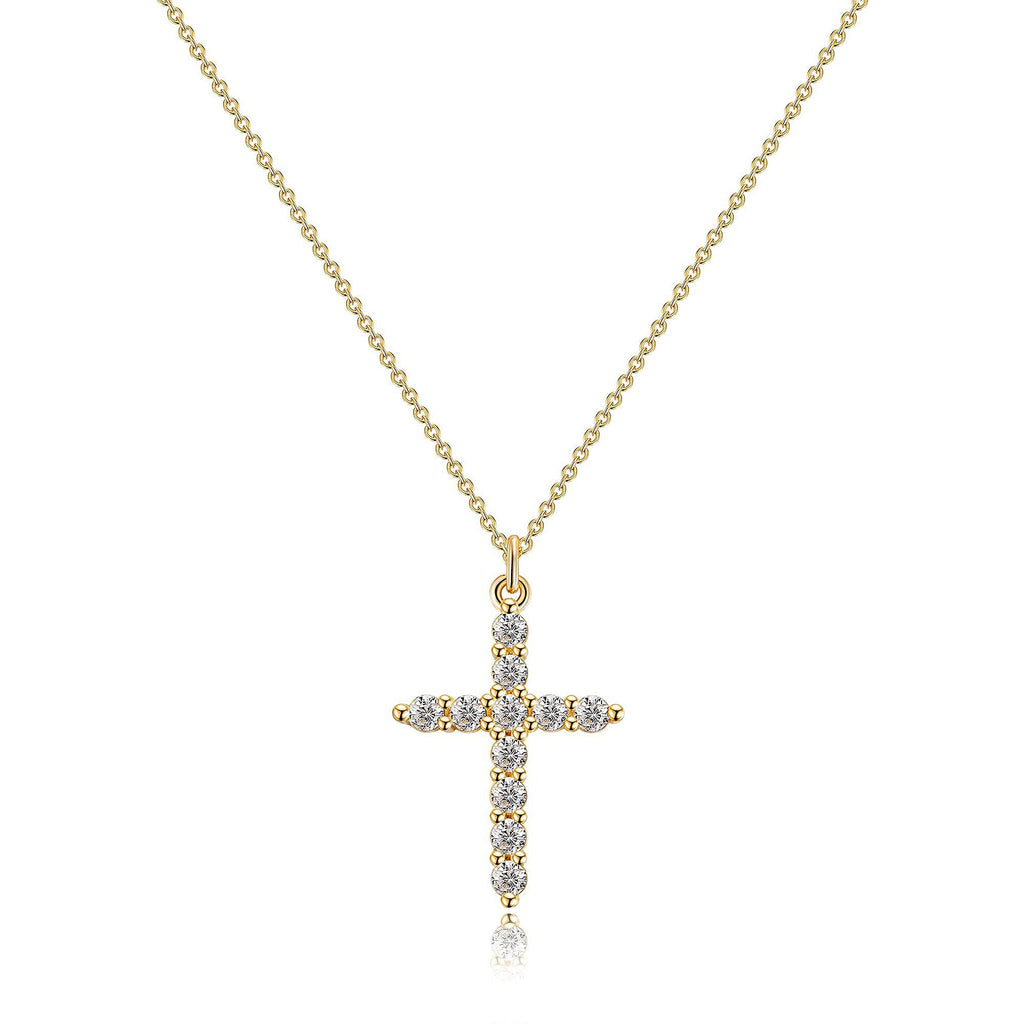 Fashion Jewelry Cross Full Diamond Crown Rotatable Necklace