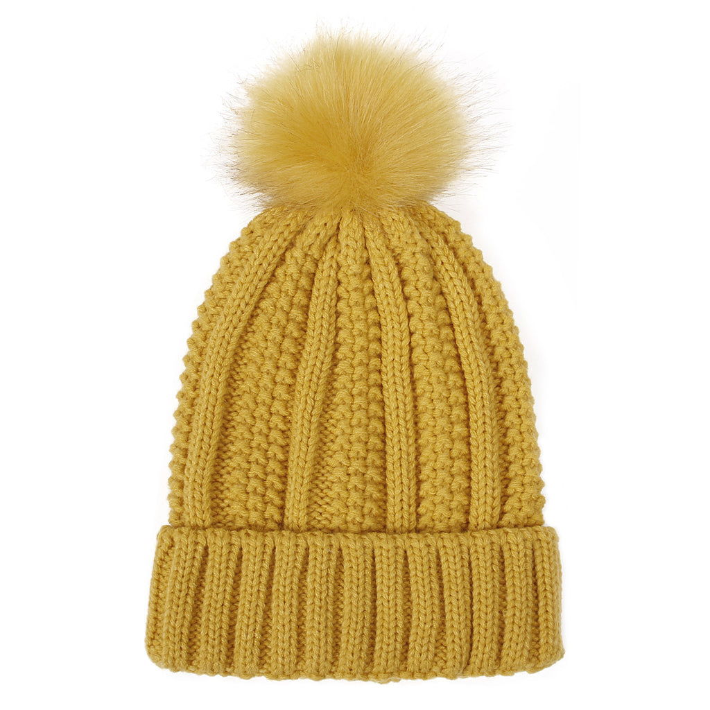 Satin-Lined Pom-Pom Beanie